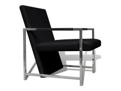 Sillones 2 unidades estructura cromada cuero sintético negro