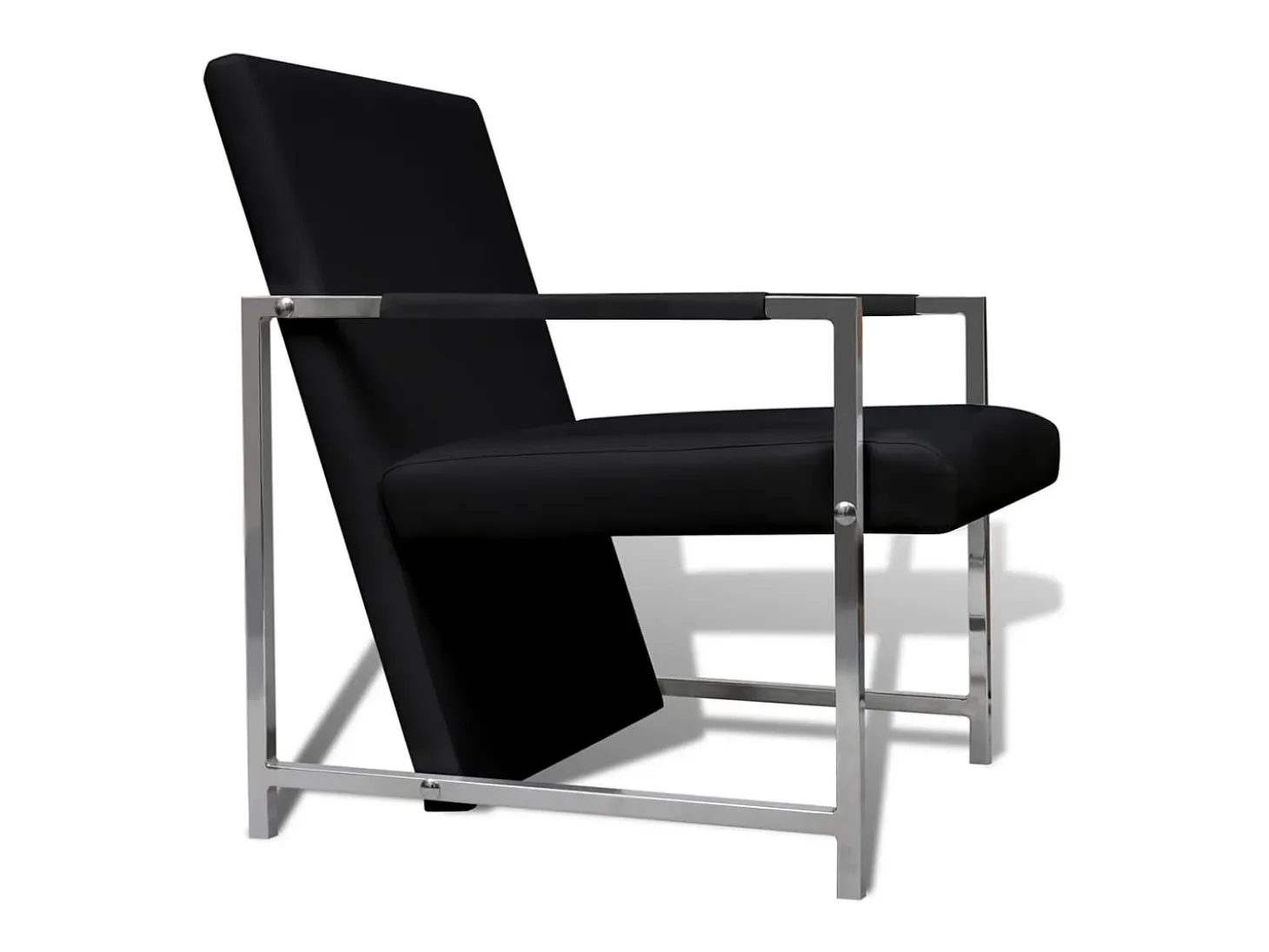 Sillones 2 unidades estructura cromada cuero sintético negro