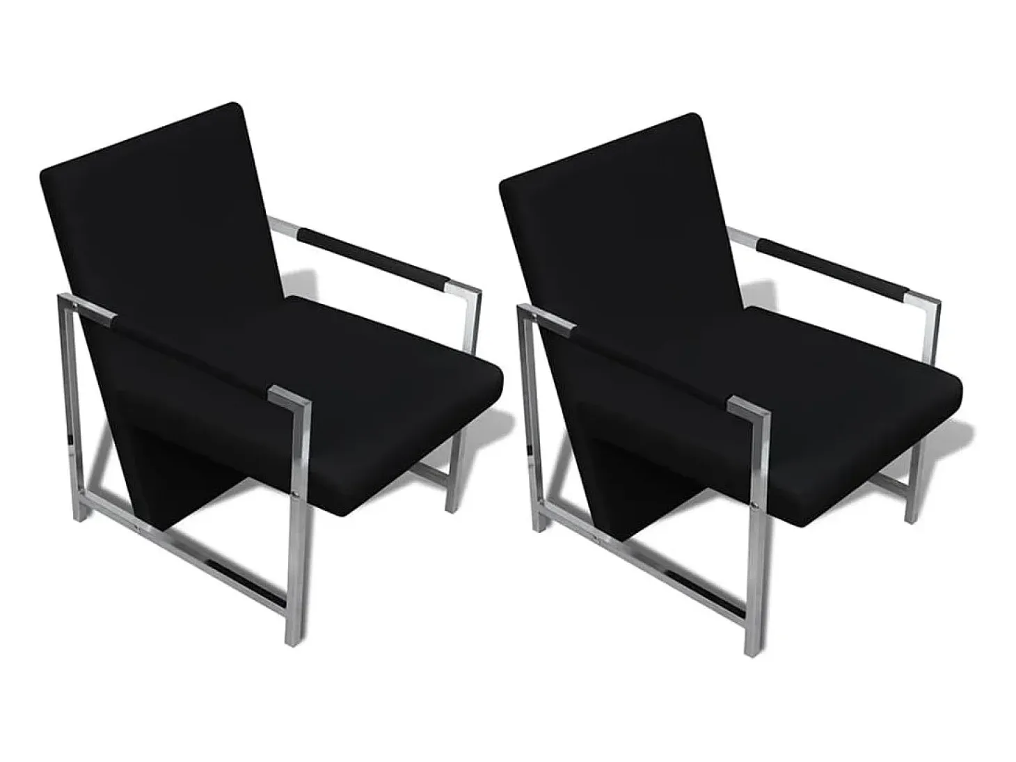 Sillones 2 unidades estructura cromada cuero sintético negro