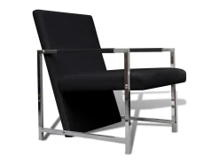 Sillones 2 unidades estructura cromada cuero sintético negro