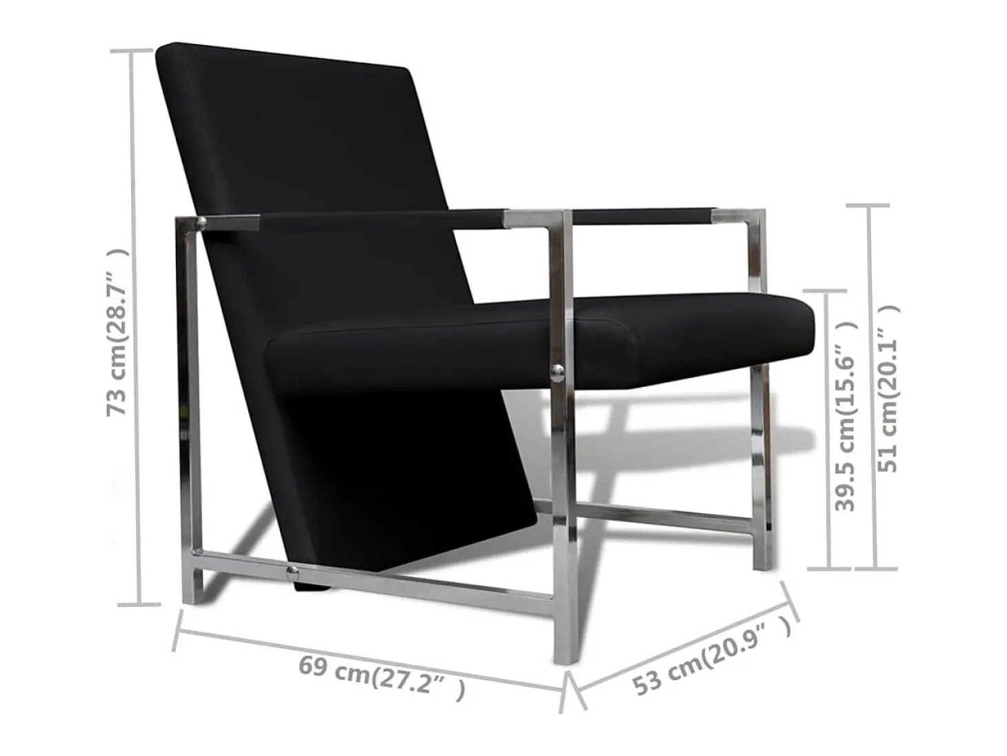 Sillones 2 unidades estructura cromada cuero sintético negro