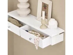 SoBuy Estante Flotante con 2 Cajones - Estantería Moderna en Blanco