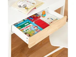 SoBuy FWT106-W Mesa Escritorio de Ordenador con 2 Cajones y 1 Estante