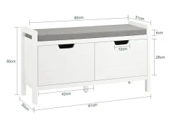 SoBuy Zapatero Blanco con Asiento, 2 Puertas y Almacenamiento, Capacidad 150 kg