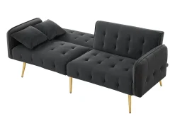 Sofá 2 plazas - Sofá recto con respaldo de 3 posiciones y reposabrazos de 6 posiciones - terciopelo gris - para el salón