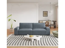 Sofá 3 plazas chenilla gris - con reposabrazos anchos - 220 x 83 x 88 cm