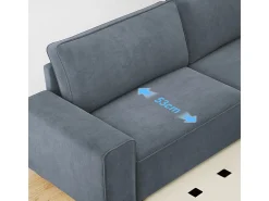 Sofá 3 plazas chenilla gris - con reposabrazos anchos - 220 x 83 x 88 cm