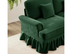 Sofá 3 Plazas Chenille Mid-Century, Funda Extraíble y 3 Cojines, 272x83.5x93cm, Verde