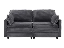 Sofá 2 plazas de pana gris con respaldo acolchado - Estilo moderno