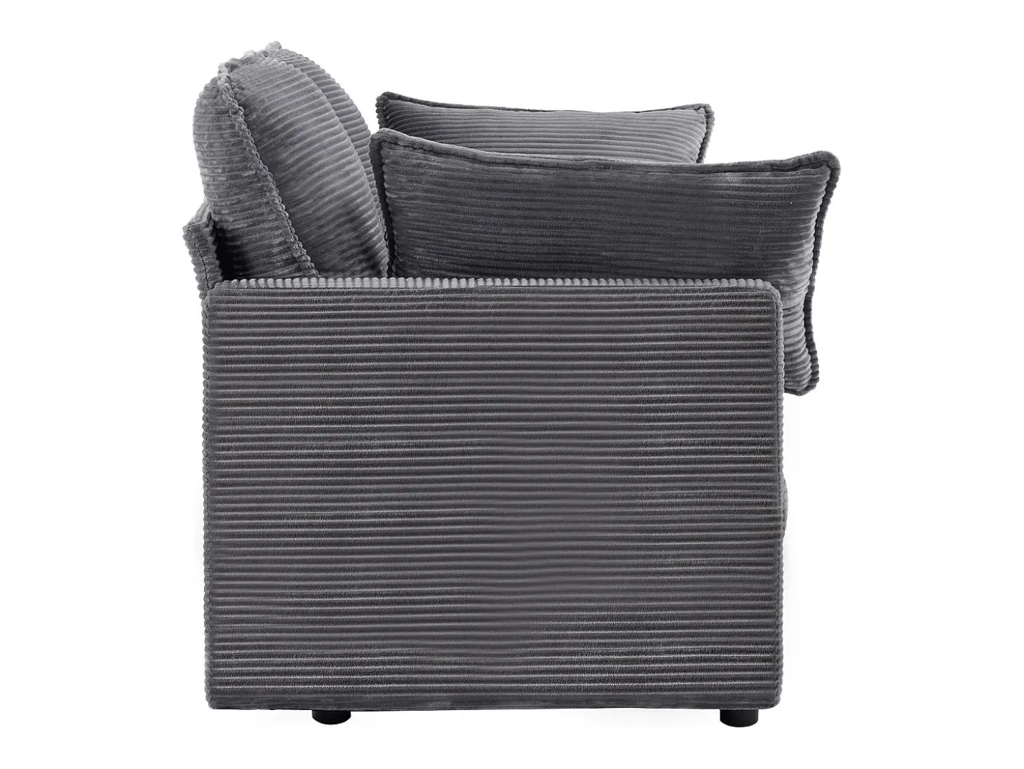 Sofá 2 plazas de pana gris con respaldo acolchado - Estilo moderno