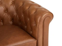Sofá 3 plazas de piel de vaca color camel CHESTERFIELD