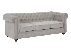 Sofá 3 plazas de tela color gris CHESTERFIELD