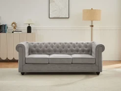 Sofá 3 plazas de tela color gris CHESTERFIELD