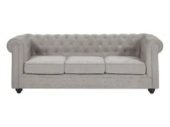 Sofá 3 plazas de tela color gris CHESTERFIELD