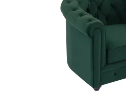 Sofá 3 plazas de tela de terciopelo verde CHESTERFIELD