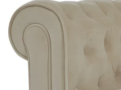 Sofá 3 plazas de terciopelo color beige CHESTERFIELD
