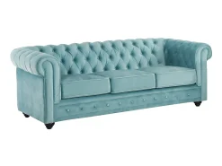 Sofá 3 plazas de terciopelo color azul pastel CHESTERFIELD