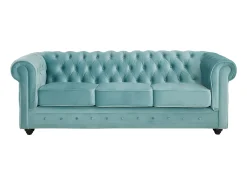 Sofá 3 plazas de terciopelo color azul pastel CHESTERFIELD