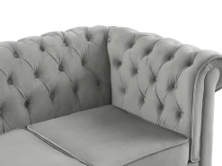Sofá 3 plazas de terciopelo color gris plata CHESTERFIELD