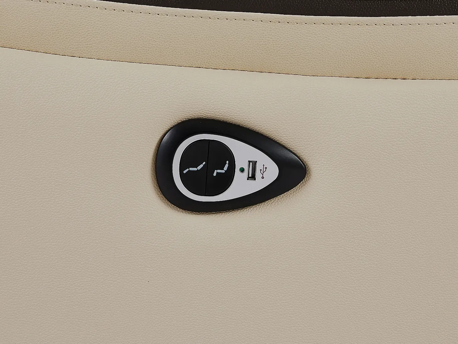 Sofá 3 plazas eléctrico de cuero beige ADELIO
