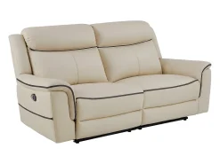 Sofá 3 plazas eléctrico de cuero beige ADELIO