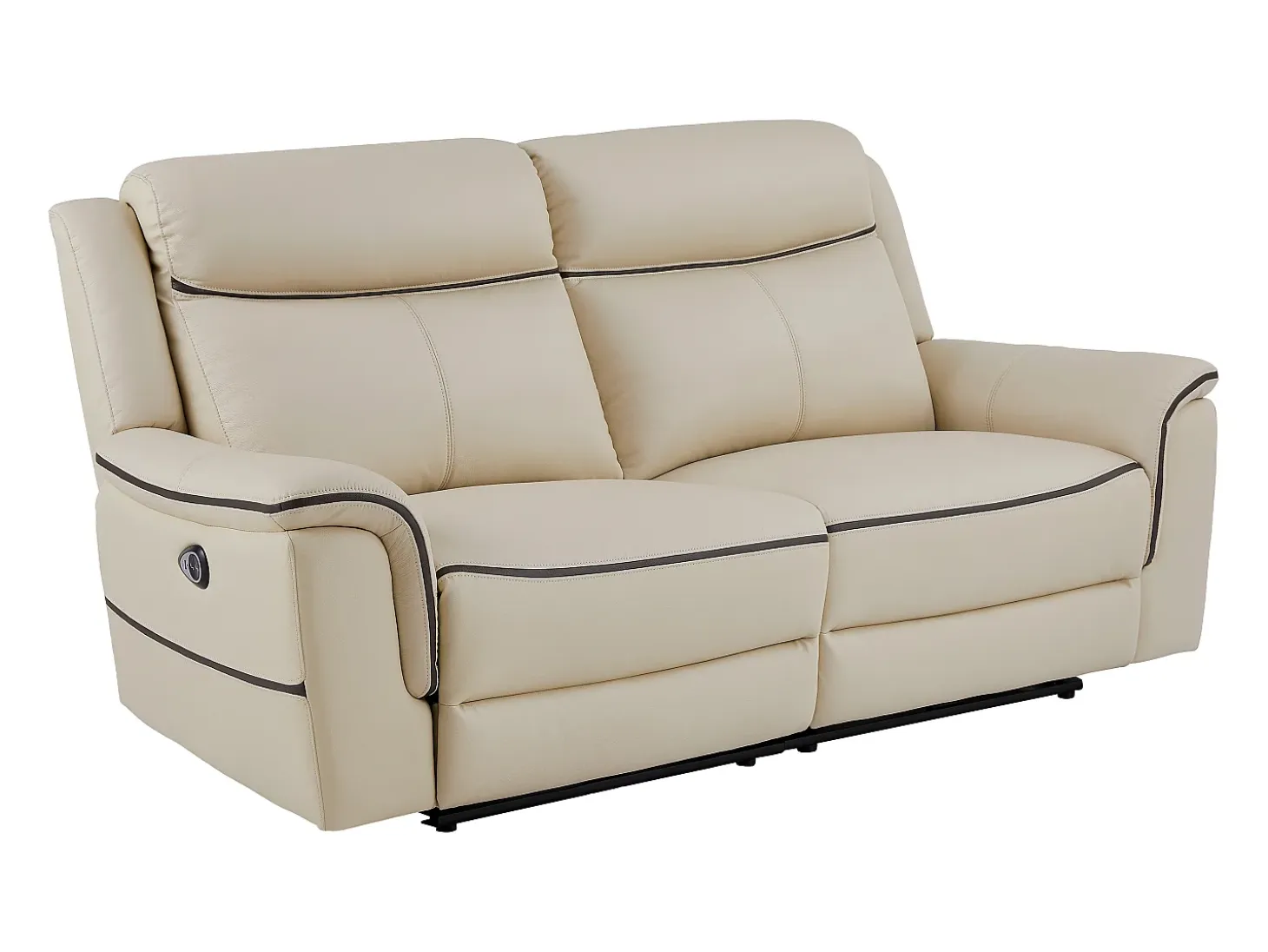 Sofá 3 plazas eléctrico de cuero beige ADELIO