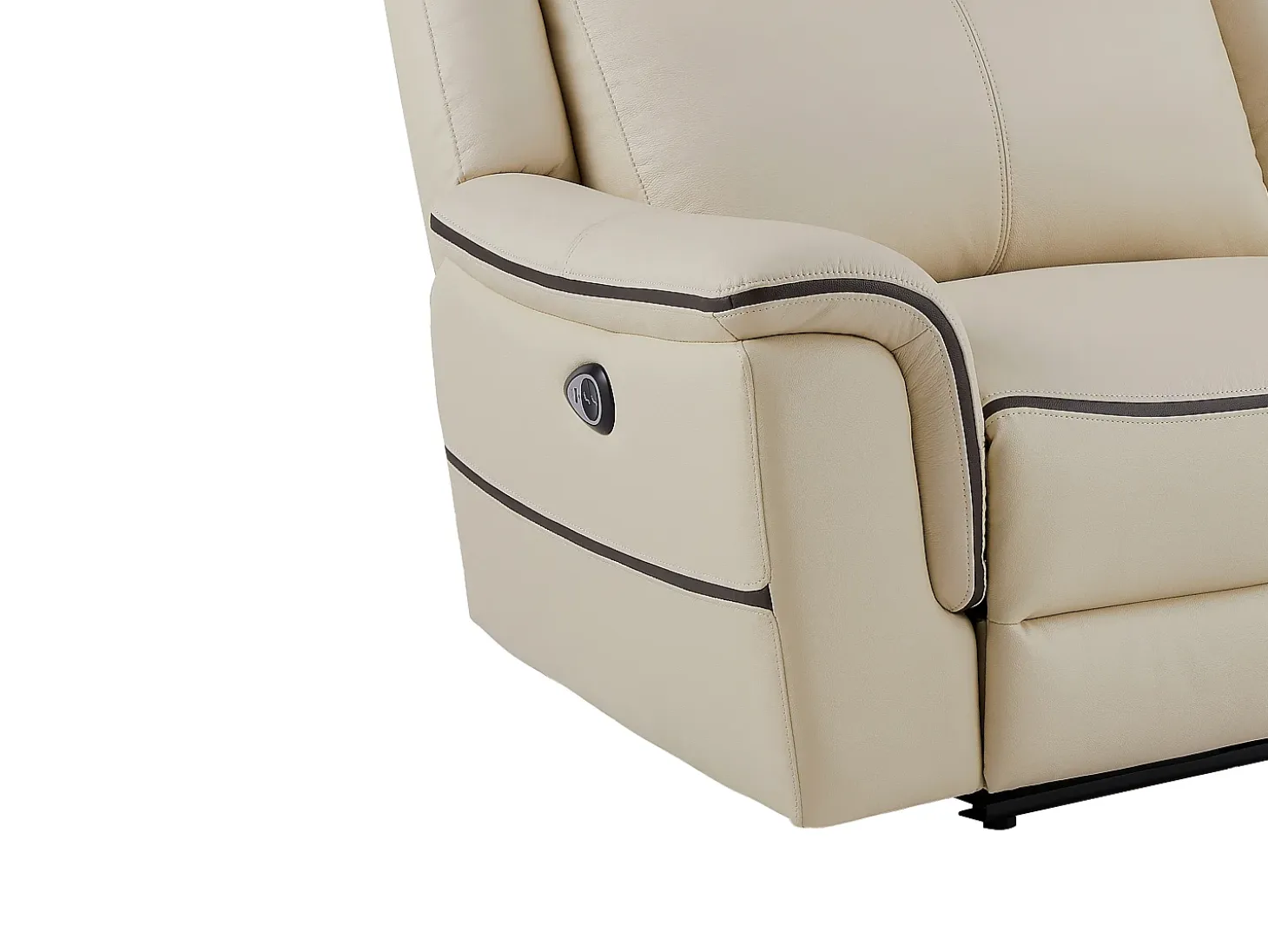 Sofá 3 plazas eléctrico de cuero beige ADELIO