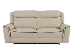 Sofá 3 plazas eléctrico de cuero beige ADELIO