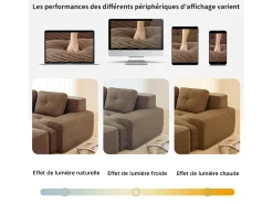 Sofá 3 plazas Esquina Modular en Pana, con otomana y 3 cojines, 293x177x69cm, Marrón