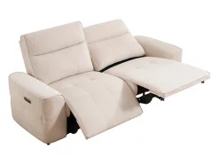 Sofá 3 plazas relax eléctrico en chenilla beige SCAMOCO