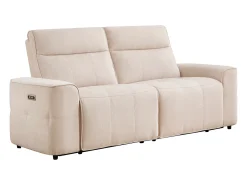 Sofá 3 plazas relax eléctrico en chenilla beige SCAMOCO