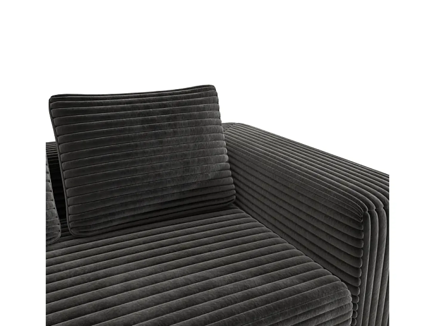 Sofá 2 Plazas, Terciopelo acanalado negro, 65cm prof. asiento, 2 cojines, 160x88x58cm