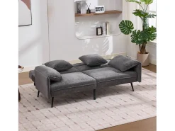 Sofá 2 plazas 167.5x73x70 cm - respaldo inclinable tres posiciones (100°–180°) - cojines de asiento mullidos - gris