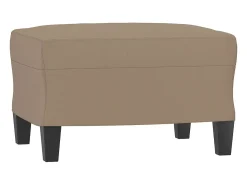 Sofá 3 plazas y taburete cuero sintético color capuchino 180 cm