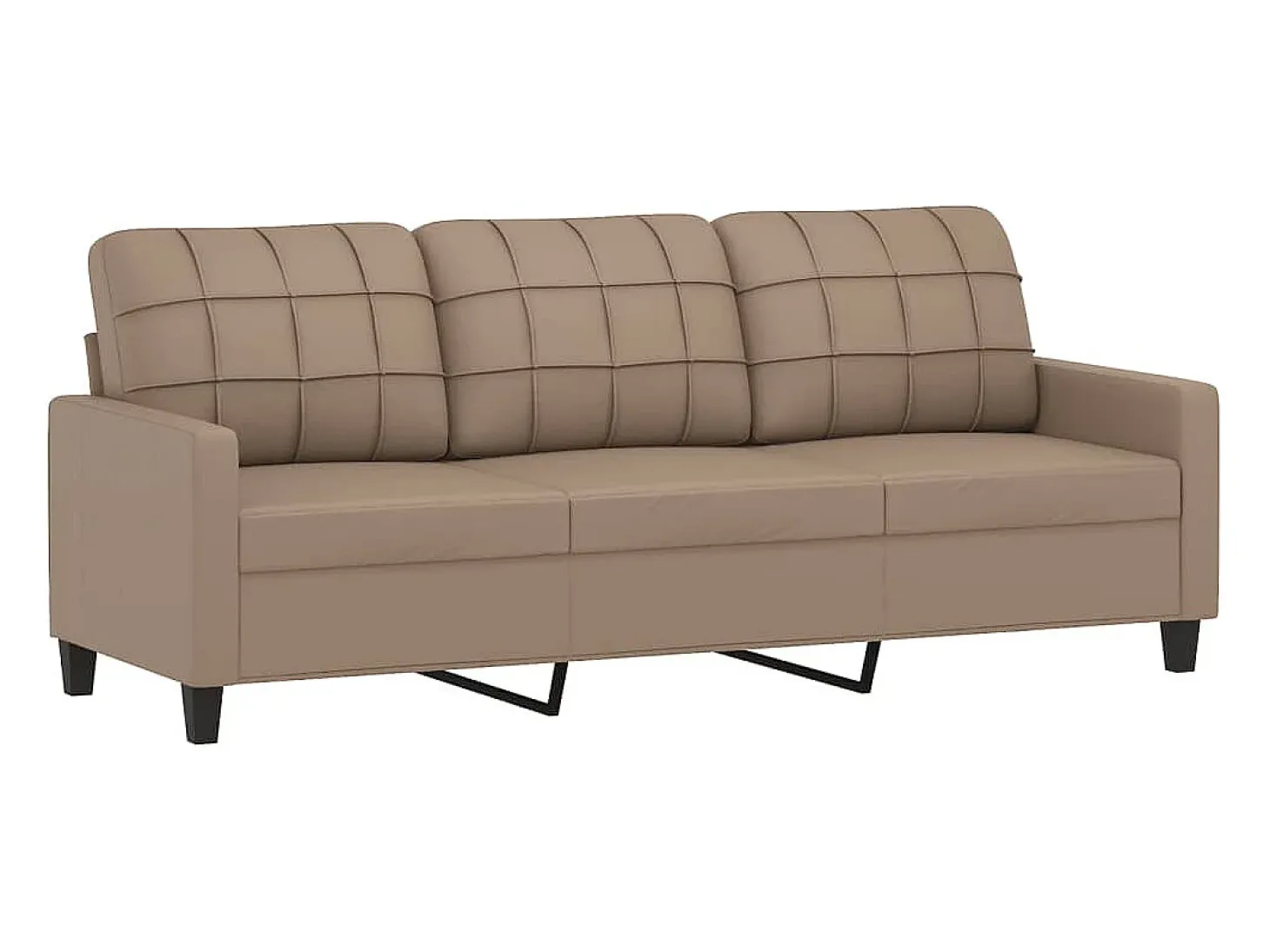 Sofá 3 plazas y taburete cuero sintético color capuchino 180 cm