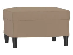Sofá 3 plazas y taburete cuero sintético color capuchino 180 cm