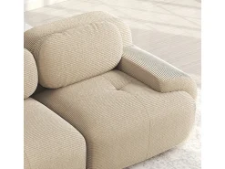 Sofá angular 4 plazas modular - de Pana - con 4 cojines y otomana - 388x178x75cm - Beige