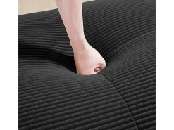Sofá angular 4 plazas modular - de Pana - con 4 cojines y otomana - 388x178x75cm - Negro