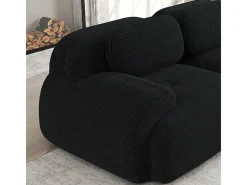 Sofá angular 3 plazas modular - de Pana - con 3 cojines y otomana - 298x178x75cm - Negro