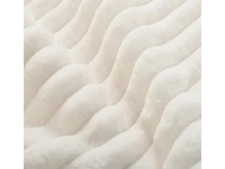 Sofá angular izquierdo de Pana de canalé grueso con 4 cojines - 265x67x40,5cm - Blanco