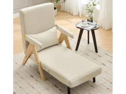Sofá cama 3 en 1, plegable - 64 x 68,5 x 93 cm - Tejido de lino - Con función de descanso beige