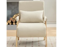 Sofá cama 3 en 1, plegable - 64 x 68,5 x 93 cm - Tejido de lino - Con función de descanso beige