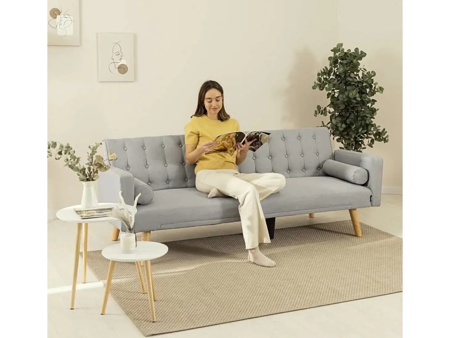 Sofá Cama One Dots Gris - Nalui