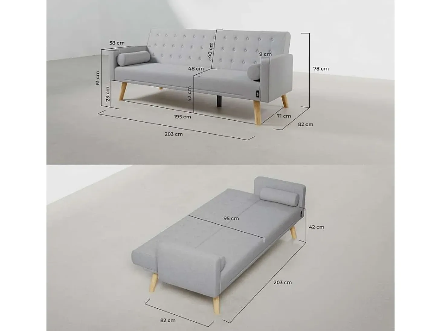 Sofá Cama One Dots Gris - Nalui