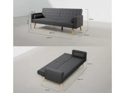 Sofá Cama One Dots Gris Antracita - Nalui