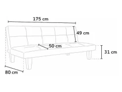 Sofá cama 3 plazas cuero polipiel Topazio pronto letto - Gris