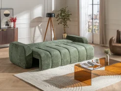 Sofá cama 3 plazas en chenilla verde TALIVO