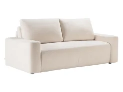 Sofá cama 3 plazas exprés en tela texturizada beige 140 cm colchón 13 cm DAVISO