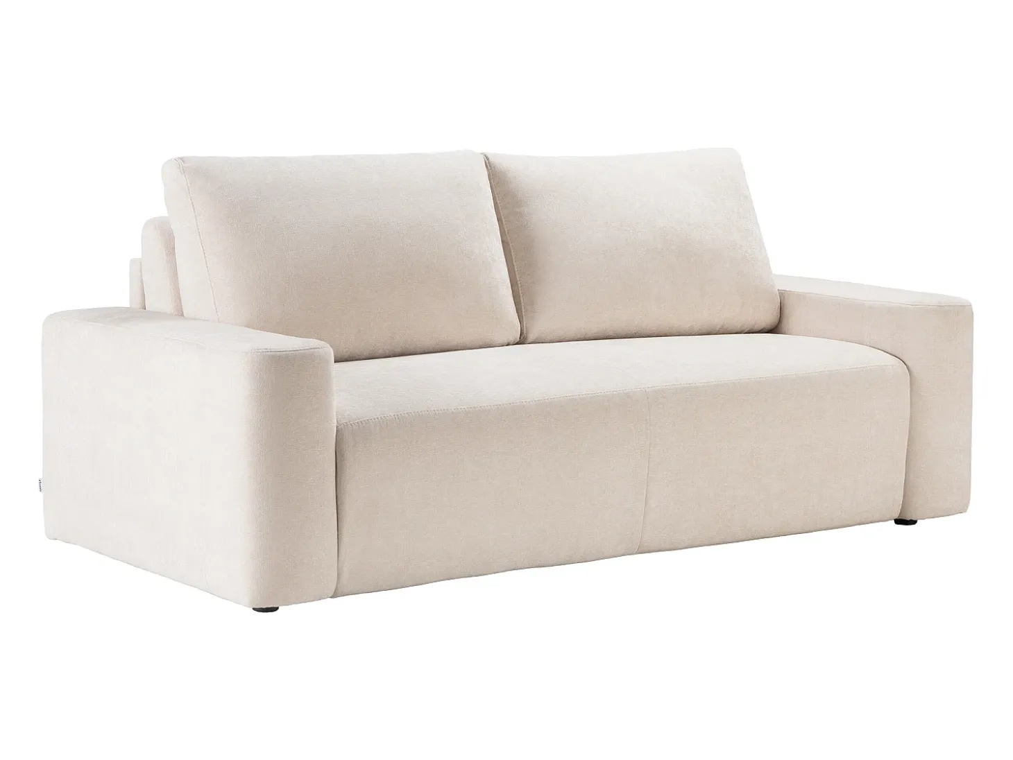 Sofá cama 3 plazas exprés en tela texturizada beige 140 cm colchón 13 cm DAVISO
