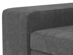 Sofá Cama 3 Plazas Gris Oscuro con Chaise Longue Reversible Lado Derecho/Izquierdo - Reposacabezas Ajustables - 2 Pufs (263 x 127 x 96 cm) - JOHN